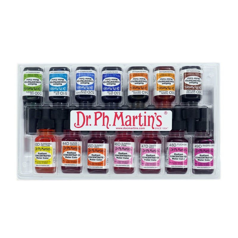 Dr. Ph. Martin's Radiant Concentrated Water Color, 0.5 oz, Set of 14 (Set D) - Image 1